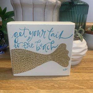 🌿Wooden Picture Sign~Get your tail to the beach~mermaid~Hobby Lobby